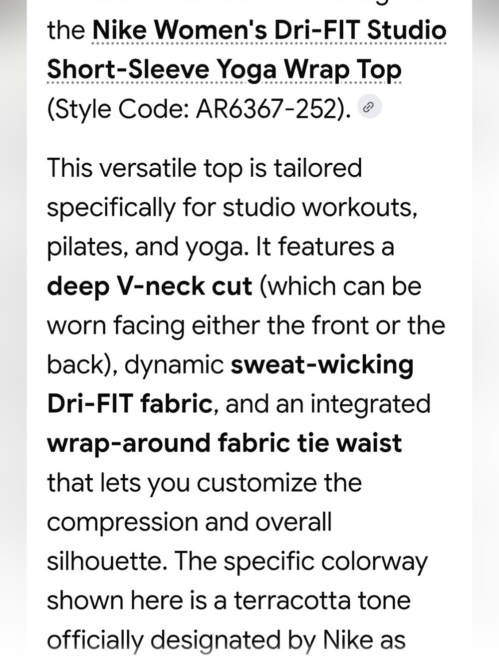 Nike Women's Yoga Wrap Top In Terracotta